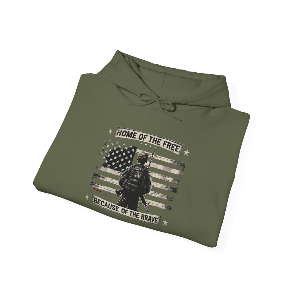American Flag Military Hoodie Sweatshirt, Patriotic Soldier Gift, Veteran Apparel, Home Of The Free, Unisex Pullover, Patriotic Hooded