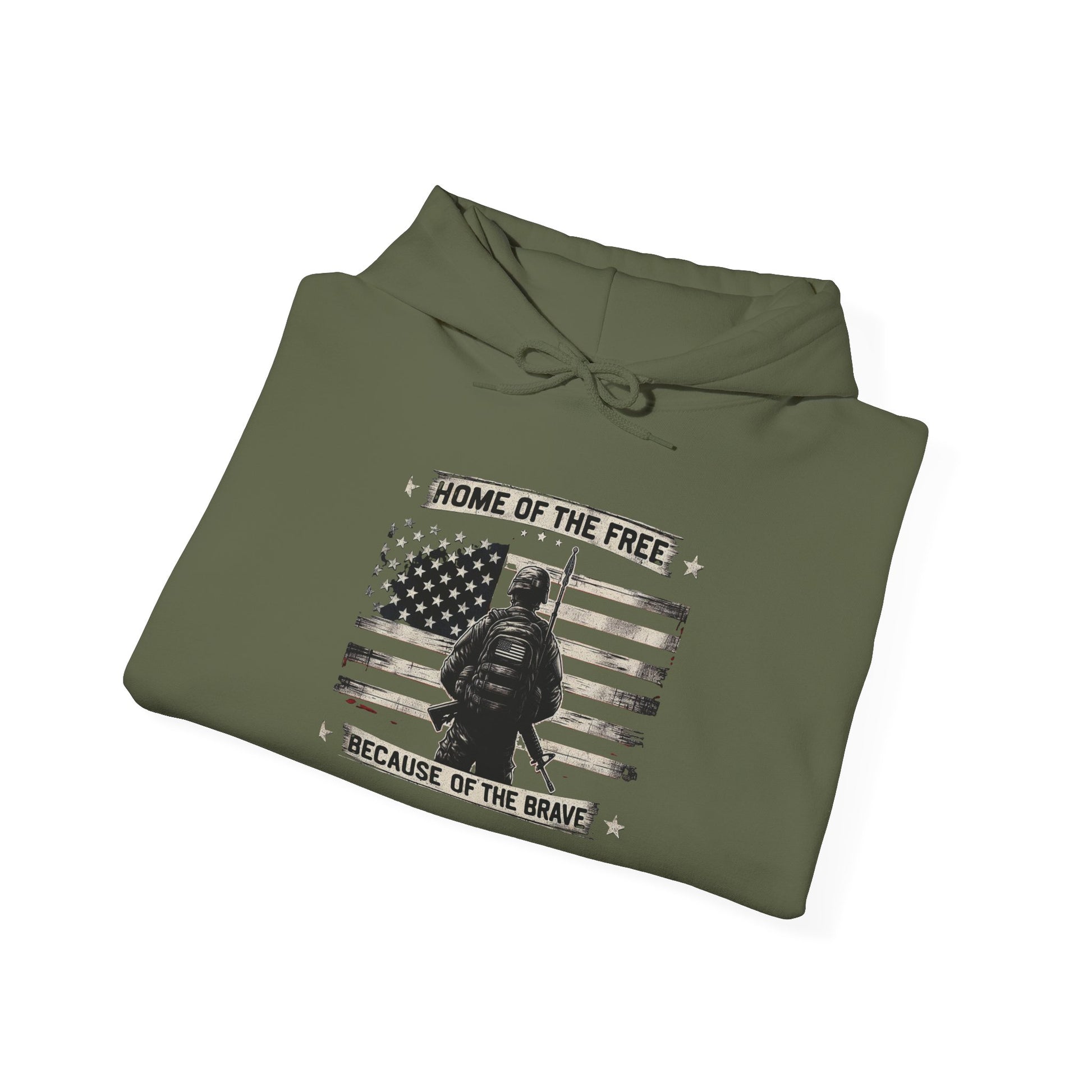 American Flag Military Hoodie Sweatshirt, Patriotic Soldier Gift, Veteran Apparel, Home Of The Free, Unisex Pullover, Patriotic Hooded