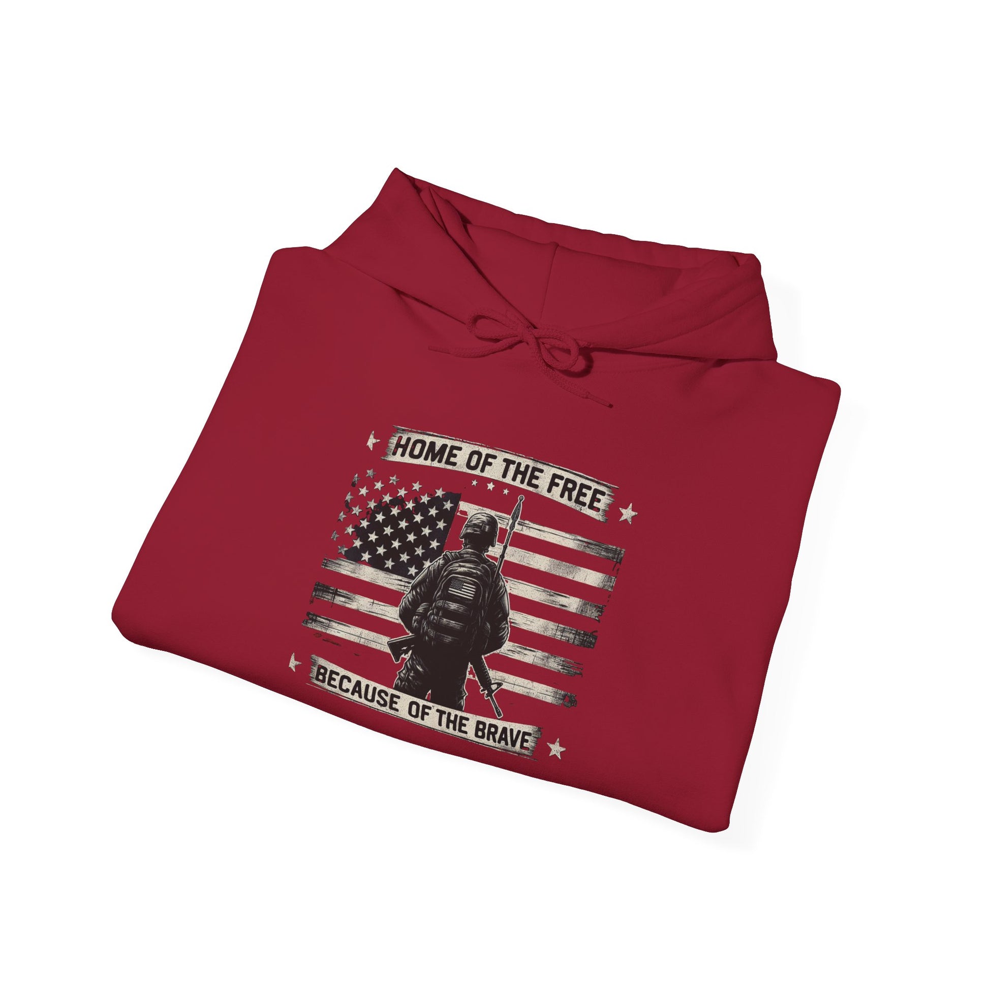 American Flag Military Hoodie Sweatshirt, Patriotic Soldier Gift, Veteran Apparel, Home Of The Free, Unisex Pullover, Patriotic Hooded