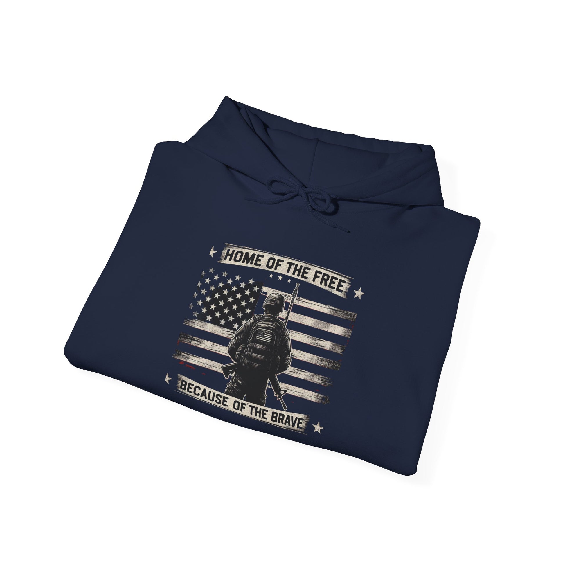 American Flag Military Hoodie Sweatshirt, Patriotic Soldier Gift, Veteran Apparel, Home Of The Free, Unisex Pullover, Patriotic Hooded