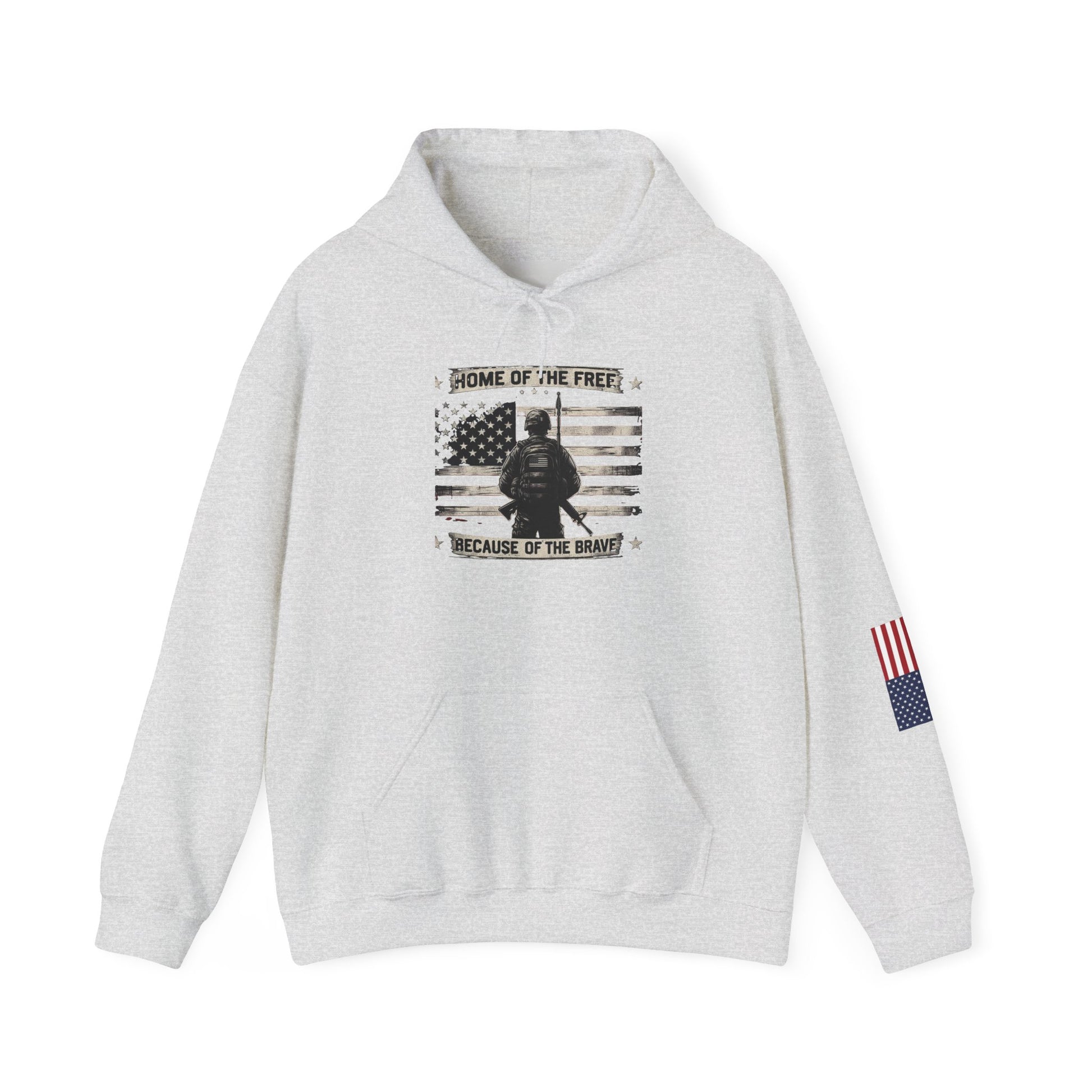 American Flag Military Hoodie Sweatshirt, Patriotic Soldier Gift, Veteran Apparel, Home Of The Free, Unisex Pullover, Patriotic Hooded