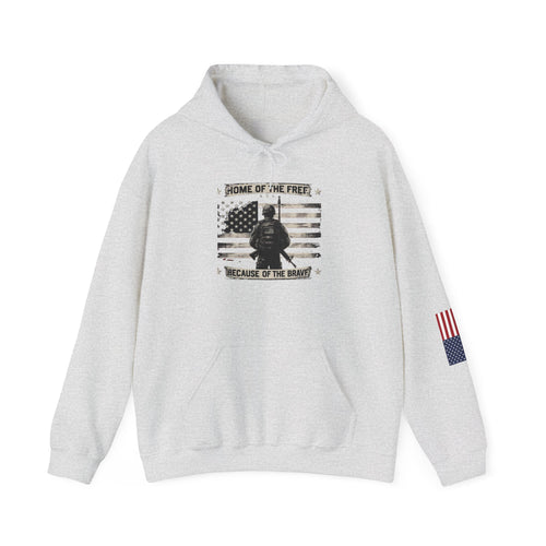 American Flag Military Hoodie Sweatshirt, Patriotic Soldier Gift, Veteran Apparel, Home Of The Free, Unisex Pullover, Patriotic Hooded