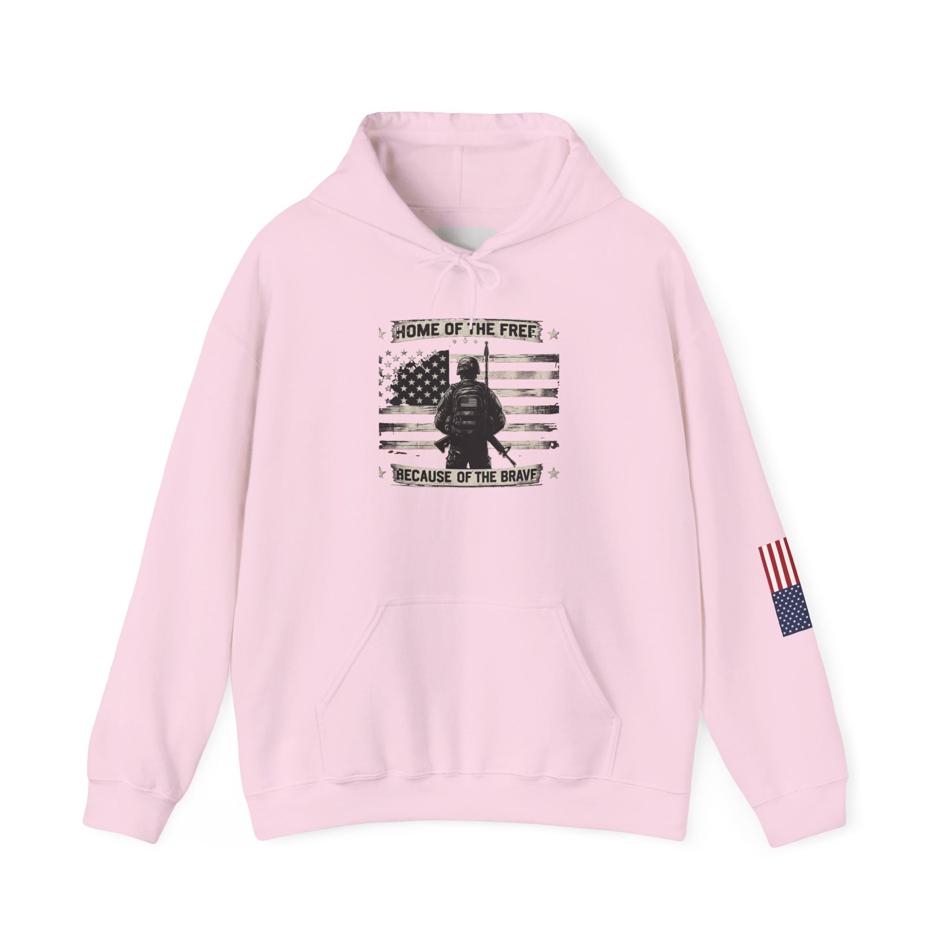 American Flag Military Hoodie Sweatshirt, Patriotic Soldier Gift, Veteran Apparel, Home Of The Free, Unisex Pullover, Patriotic Hooded